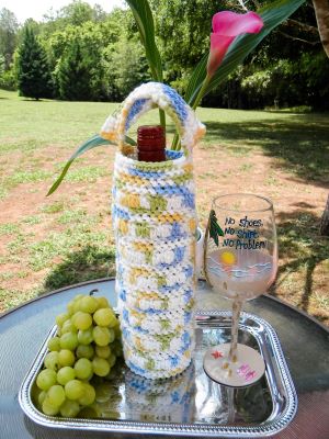 crochet yarn wine bag