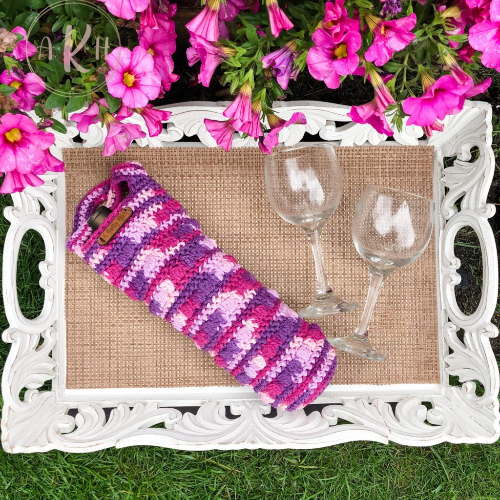 a knotty habit designs AKHD crochet yarn wine bag