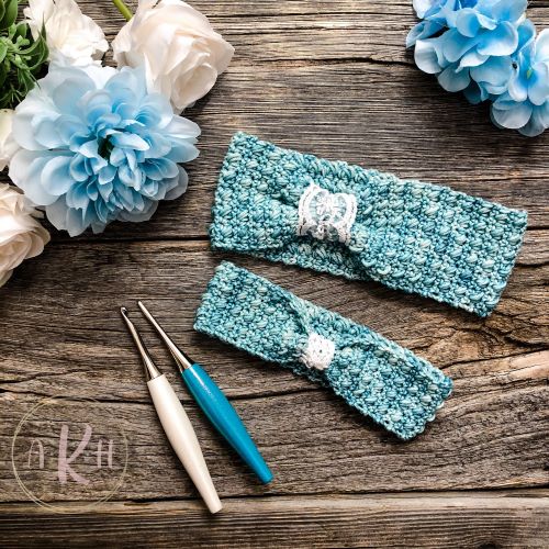 a knotty habit designs AKHD crochet yarn ear warmer